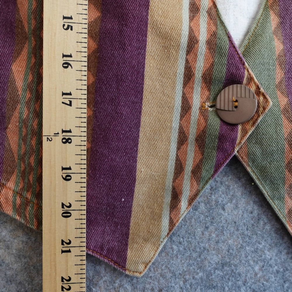 Vintage 90s Vest Womens M Striped Artsy Patch Southwestern Boho Indie Festival - Picture 8 of 10